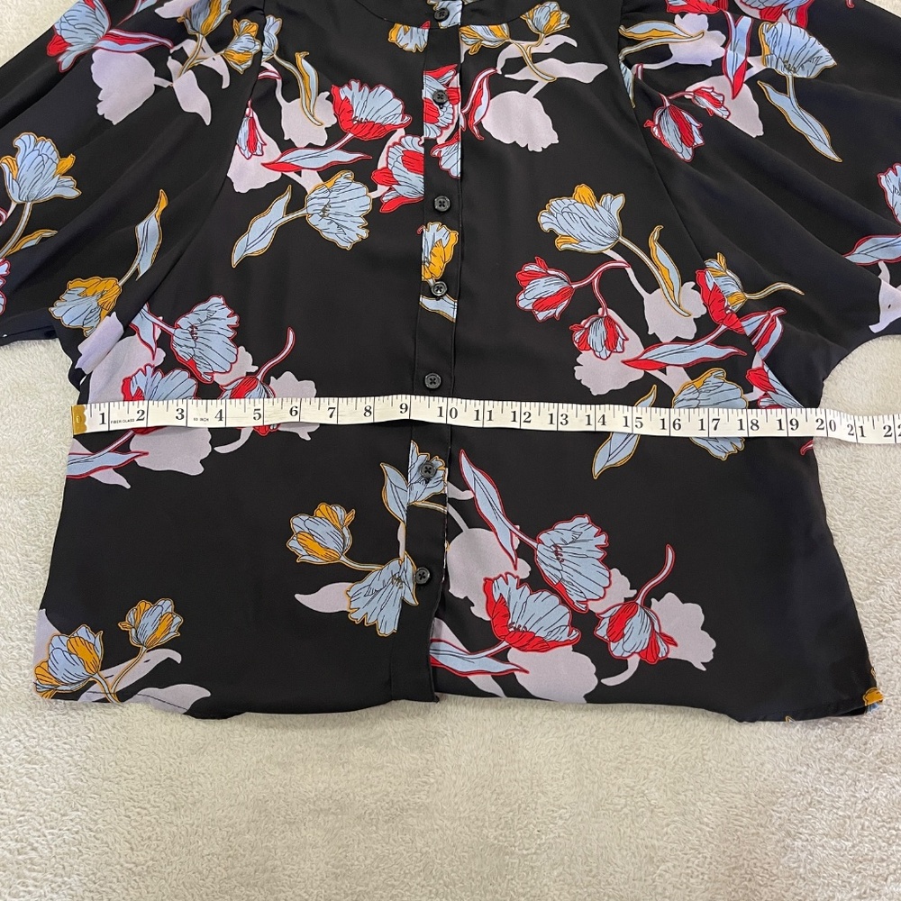 Black Floral Sheer Blouse Size Small - Picture 9 of 12
